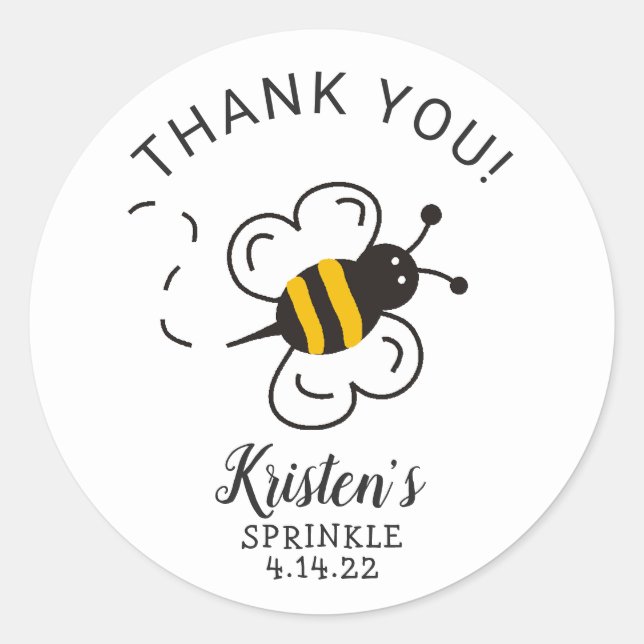 Sticker Rond Honey Bee Baby shower merci pour l'autocollant (Devant)