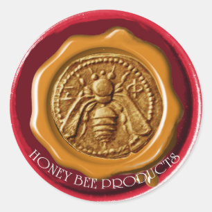 STICKER ROND HONEY BEE BEEKEEPER BEEKEEPER RED BROWN WAX SEAL