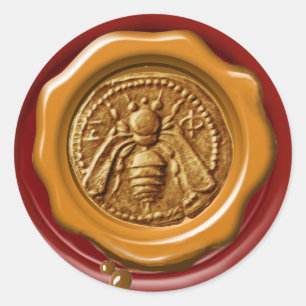 STICKER ROND HONEY BEE BEEKEEPER BEEKEEPER RED BROWN WAX SEAL