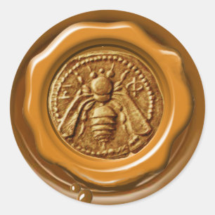 STICKER ROND HONEY BEE BEEKEEPER BEEKEEPER RED BROWN WAX SEAL