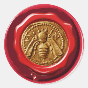STICKER ROND HONEY BEE BEEKEEPER BEEKEEPER RED BROWN WAX SEAL