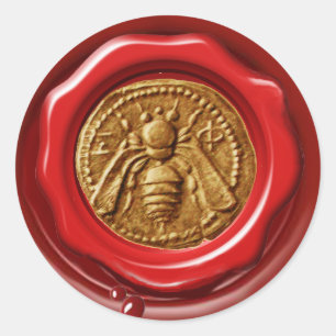 STICKER ROND HONEY BEE BEEKEEPER BEEKEEPER RED BROWN WAX SEAL