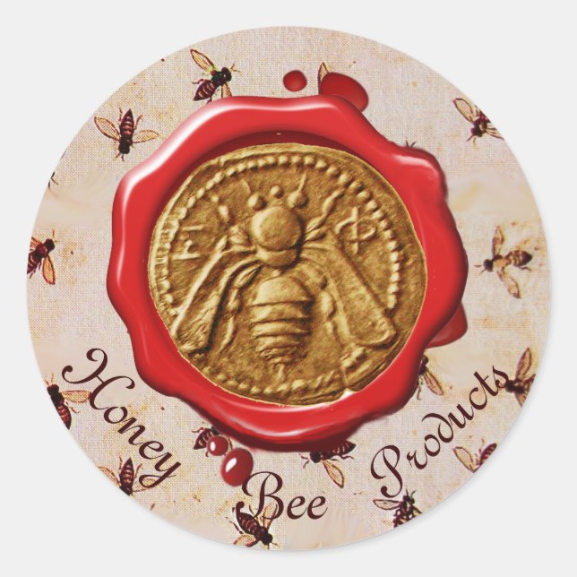 STICKER ROND HONEY BEE / BEEKEEPER BEEKEEPER RED WAX SEAL (Devant)