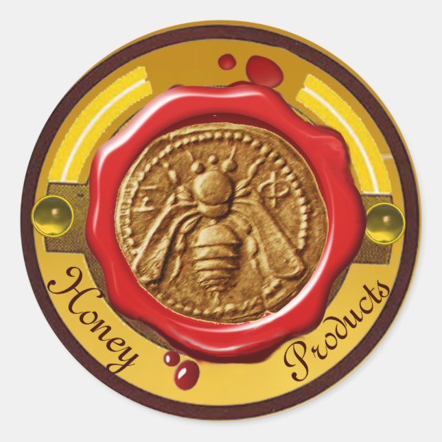 STICKER ROND HONEY BEE / BEEKEEPER BEEKEEPER RED WAX SEAL (Devant)