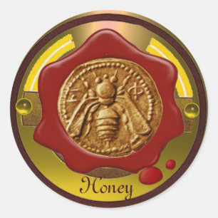 STICKER ROND HONEY BEE / BEEKEEPER BEEKEEPER RED WAX SEAL