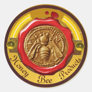 STICKER ROND HONEY BEE / BEEKEEPER BEEKEEPER RED WAX SEAL