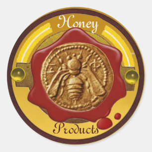 STICKER ROND HONEY BEE / BEEKEEPER BEEKEEPER RED WAX SEAL