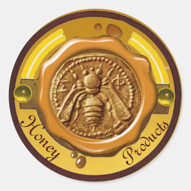 STICKER ROND HONEY BEE / BEEKEEPER BEEKEEPER SCEAU BROWN DE CIR (Devant)