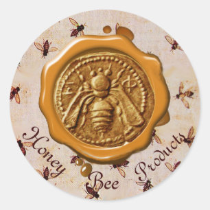 STICKER ROND HONEY BEE / BEEKEEPER BEEKEEPER SCEAU BROWN DE CIR