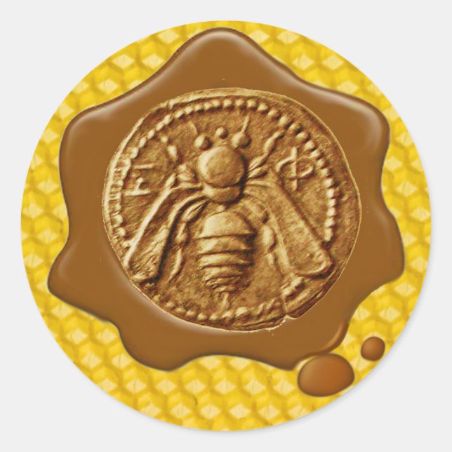 STICKER ROND HONEY BEE, BEEKEEPER BEEKEEPER SCEAU BROWN DE CIRE (Devant)