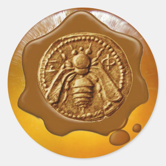 STICKER ROND HONEY BEE, BEEKEEPER BEEKEEPER SCEAU BROWN DE CIRE (Devant)