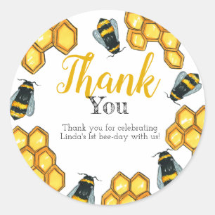 Sticker Rond Honey bee bumble bee merci anniversaire faveur