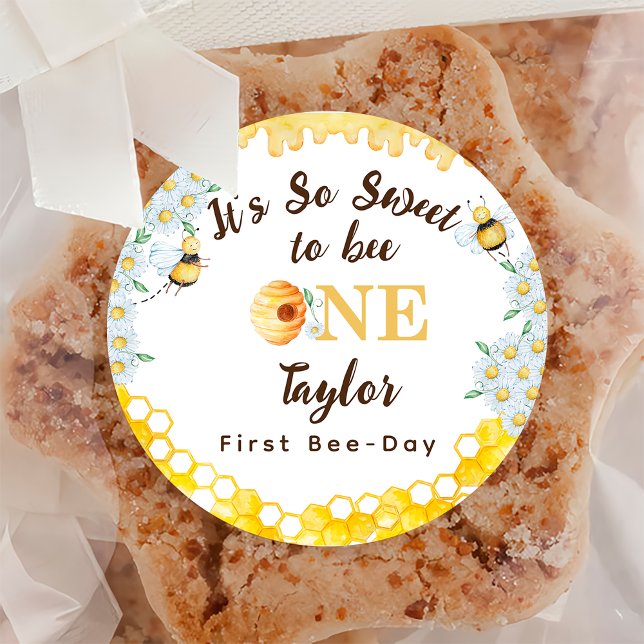 Sticker Rond Honey Bee First Bee day Anniversaire (Créateur téléchargé)