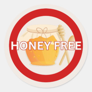Sticker Rond Honey Free Food Allergy Alert Classic