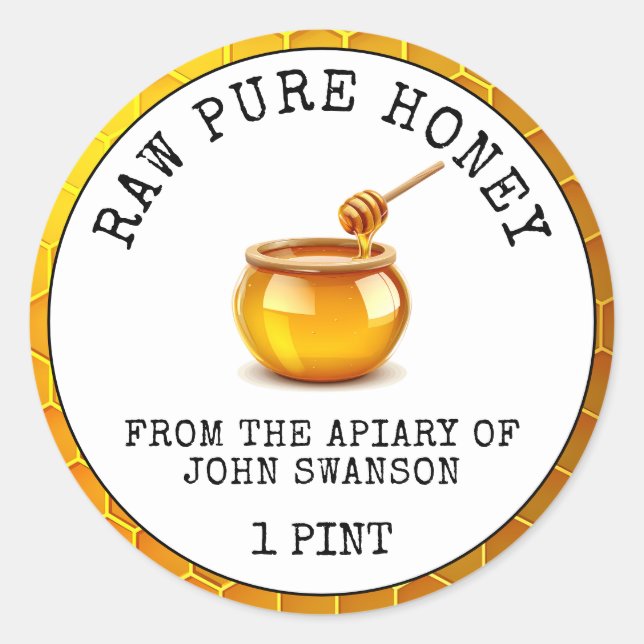 Sticker Rond Honey Honeypeb Apiary Pot de miel (Devant)