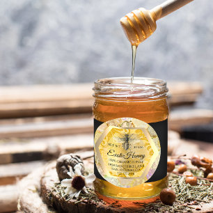 Sticker Rond Honey Jar Honeybee Honeycomb Apier Parties scintil