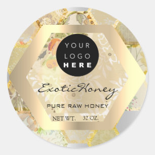 Sticker Rond Honey Jar Honeybee Honeycomb Bee Apia Logo