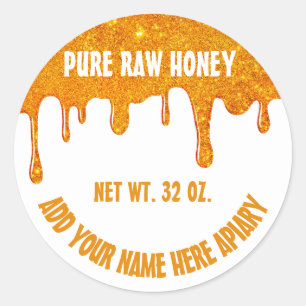 Sticker Rond Honey Jar Honeybee Honeycomb Bee Apière Nom