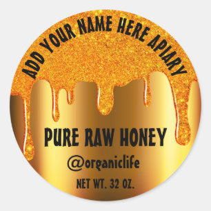 Sticker Rond Honey Jar Honeybee Honeycomb Gold Drivers Social
