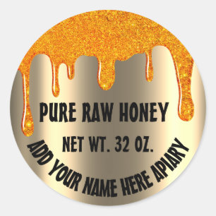Sticker Rond Honey Jar Honeybee Honeycomb. Pilules d'Apiary Gol