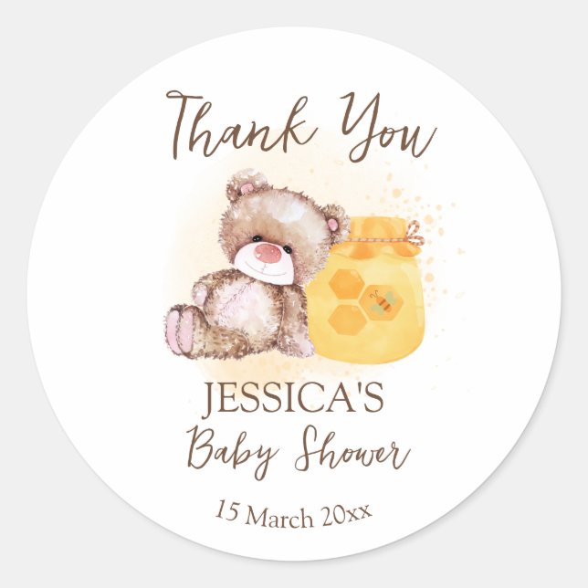 Sticker Rond Honey pot en peluche de l'ours (Devant)