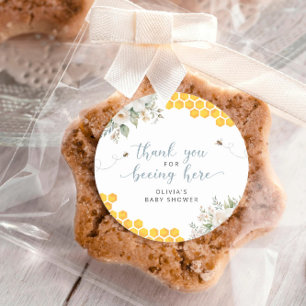 Sticker Rond Honeypeb Bee Baby shower d'été Merci