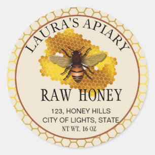 Sticker Rond Honeypeb Bee Honey Apiary Gold Hive Round