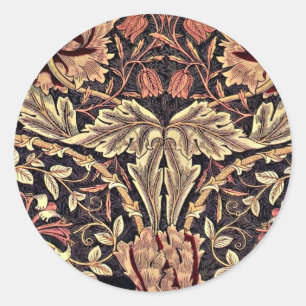 Sticker Rond Honeysuckle, un design vintage William Morris,