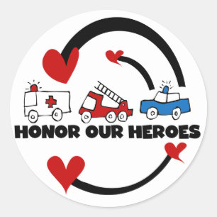 Sticker Rond Honorer nos héros Tshirts et cadeaux