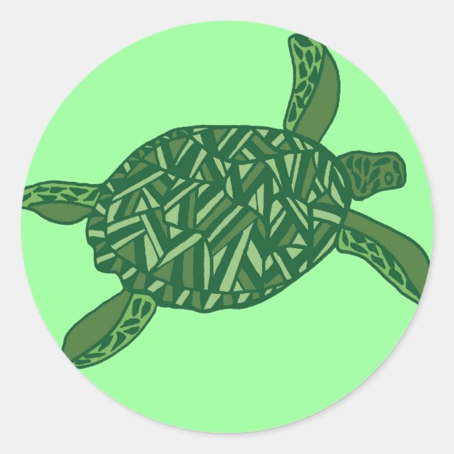 Sticker Rond Honu hawaïen (tortue de mer) (Devant)