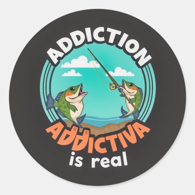 Sticker Rond Hooked on Fishing : A Playay Take on Addiction (Devant)