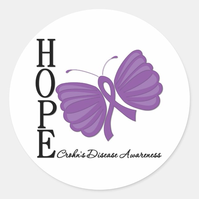 Sticker Rond Hope Butterfly Crohn's Disease (Devant)