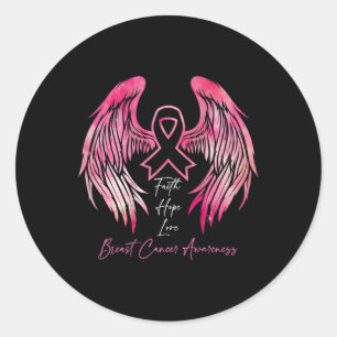 Sticker Rond Hope Love Cancer du Sein Sensibilisation Ailes sur