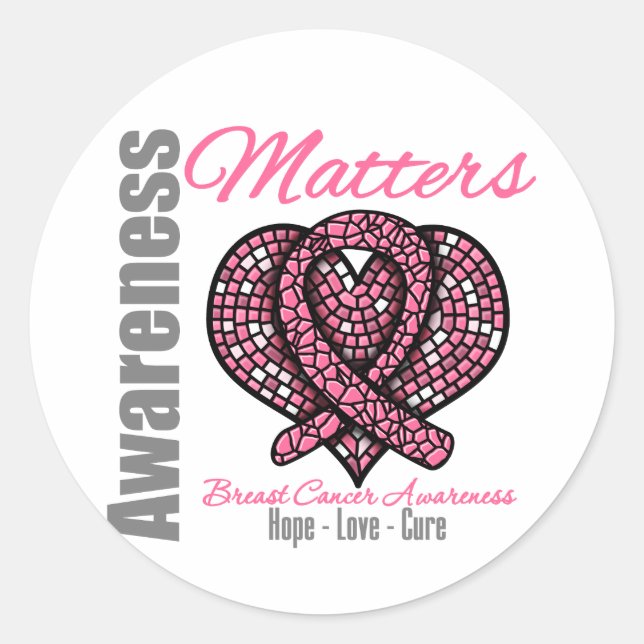 Sticker Rond Hope Love Cure - La sensibilisation au cancer du s (Devant)