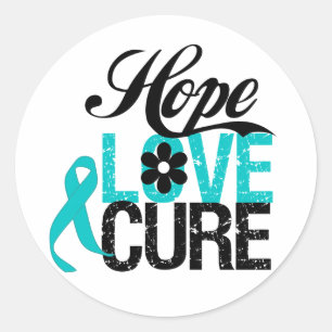 Sticker Rond Hope Love Cure OVARIAN CANCER Dons