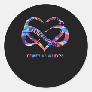 Sticker Rond Hope Love Fibromyalgia Awareness 2