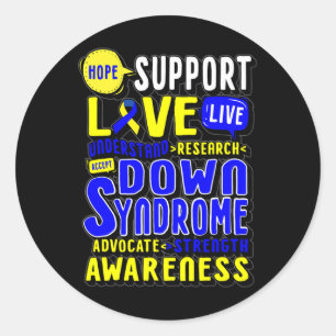 Sticker Rond Hope Love World Down Syndrome Day Femmes Enfants
