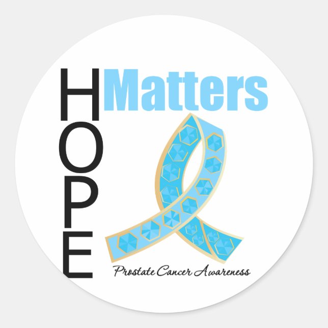 Sticker Rond Hope Matters Cancer de la prostate (ruban à bijoux (Devant)