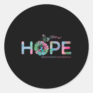 Sticker Rond HOPE Papillon Métastatique Sensibilisation au canc