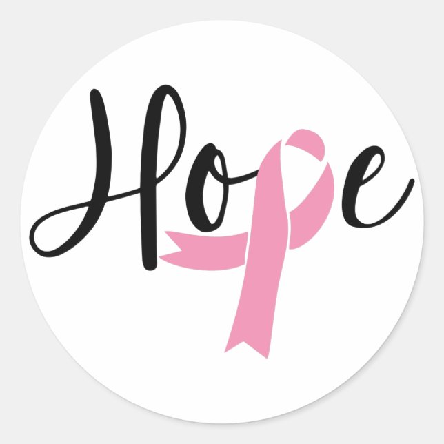 Sticker Rond Hope Pink Ribbon Sensibilisation au cancer du sein (Devant)