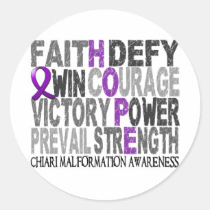 Sticker Rond Hope Word Collage Chiari Malformation
