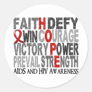 Sticker Rond Hope Word Collage SIDA