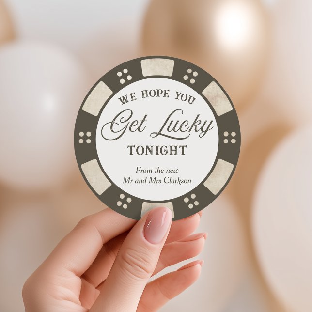 Sticker Rond Hope You Get Lucky Wedding Rustic Poker (Créateur téléchargé)