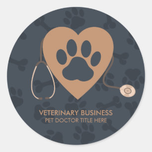 Sticker Rond Hôpital pour animaux Paws Heart Vétérinaire