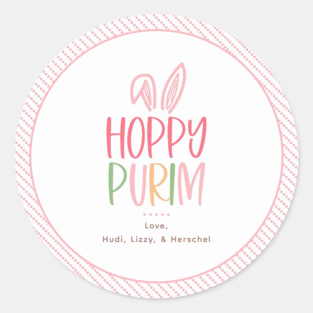 Sticker Rond Hoppy Purim Bunny Ears (Devant)