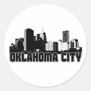 Sticker Rond Horizon de Ville d'Oklahoma