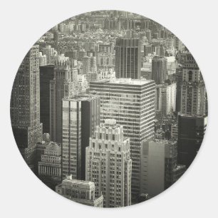 Sticker Rond Horizon noir et blanc de New York City
