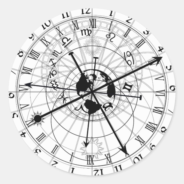 Sticker Rond Horloge astronomique (Devant)