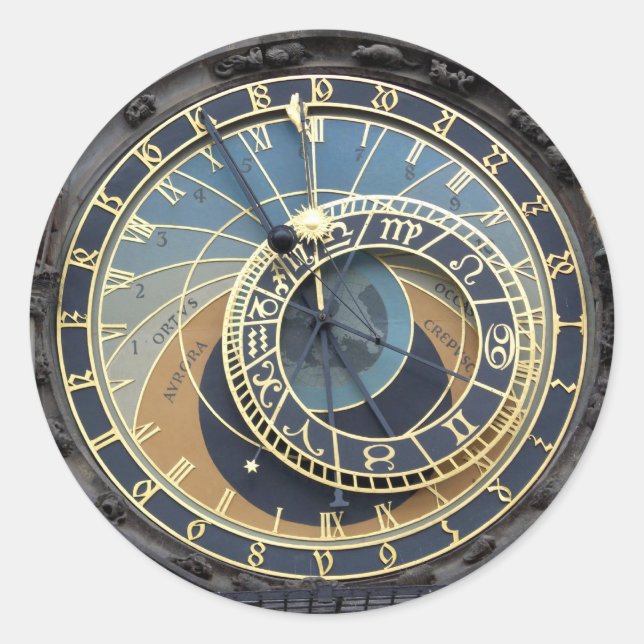 Sticker Rond Horloge astronomique ou Prague Orloj (Devant)