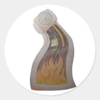 Sticker Rond Horloge déroutée en feu